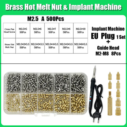 M2 M3 M4 Brass Insert Nut Bolt Screw Implantation Machine Hot Melt Knurled Thread Heat Soldering Iron Tip 3D Printer Accessory