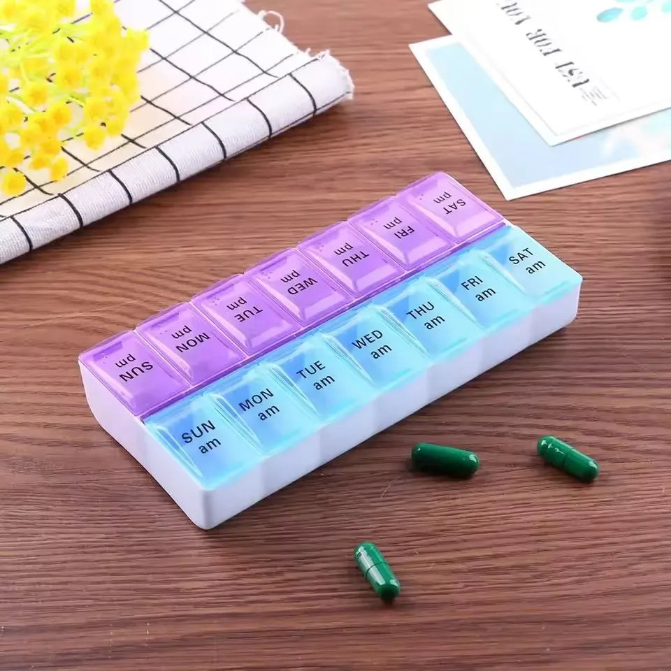 New Weekly Portable Travel Pill Cases Box 7 Days Organizer 14 Grids Pills Container Storage Tablets Vitamins Medicine Fish Oils