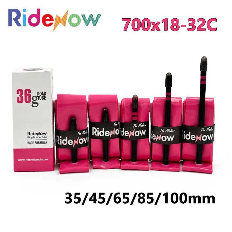 RideNow TPU 700C Road Bike Inner Tube 700x18-32C Presta 100/85/65/45/35mm Valve Super Light Weight Road Bike Tubes