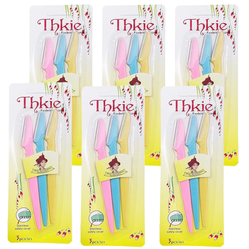Mix Color Eyebrow Razor Women Face And Body Safe Trimmer Hair Shaver Eye Brow Remover With Cover Small Makeup Tools Set