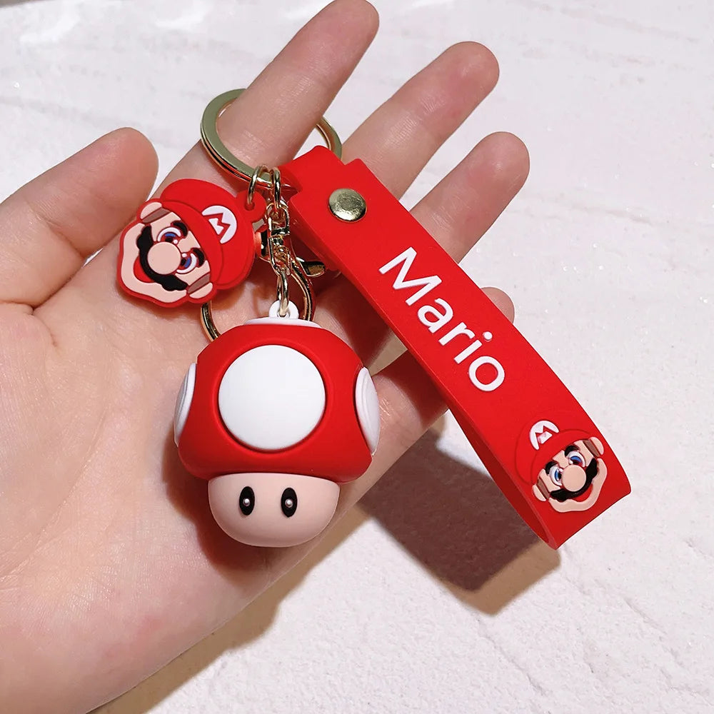 19 Styles Anime Keychain Mario Bros Luigi Toad Bowser Action Figure Model PVC Cartoon Bag Doll Pendant Toys Gift