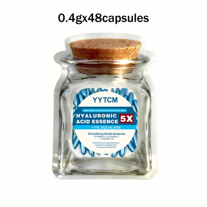Hyaluronic Acid Deep Moisturizing Capsule Essence, Hydrates and Smooths the Skin, Contains Plant-Derived Squalane, Vitamin E, Vitamin C, Deep Moisturizing and Skin-Brightening Essence (0.4Gx90 Capsules)/Bottle-1 Bottle