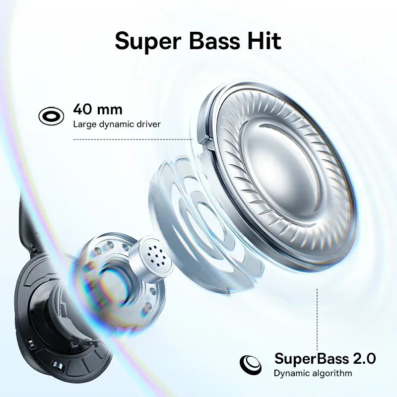 Baseus Bass BH1 NC Lite ANC Wireless Headphones 95% Noise Cancelling Headsets Headphone Bluetooth 6.0 80H Over Ear Earphones