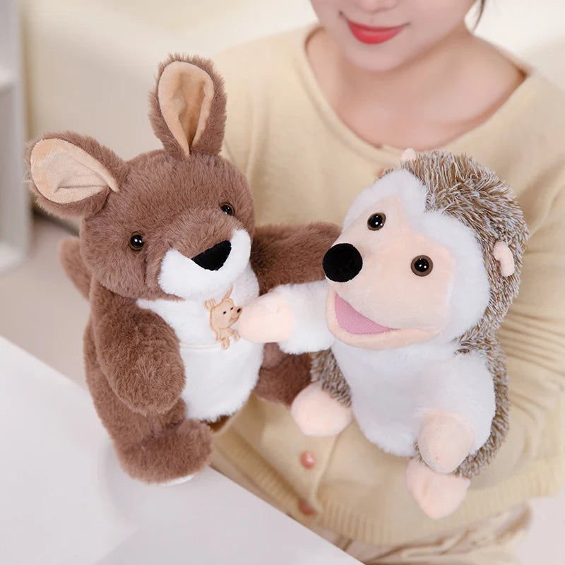 Cartoon Animal Hand Puppet Parent-child Game Doll Husky Fox Bear Dog Pig Tiger Lion  Appease Toys Birthday Gifts For Children ﻿