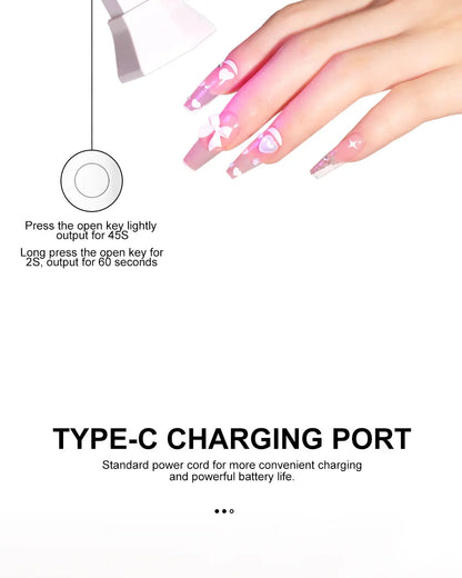 Rechargeable Portable UV LED Nail Lamp - Gel Polish Drying Desk Stand Light Support Base for Nail Art