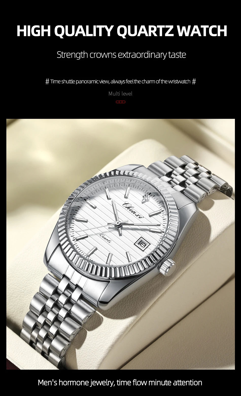 CHENXI 004D Men Quartz Watches Luxury Stainless Steel Waterproof Luminous Date Casual Wristwatch for Male