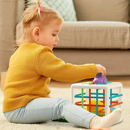 Sensory Shape Sorting Cube Toy for Toddlers 1-3 Years, Developmental Learning Gift with Textured Blocks