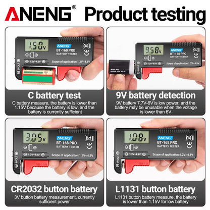 ANENG BT-168 PRO Digital Lithium Battery Capacity Tester Checkered load analyzer Display Check AAA AA Button Cell Universal test