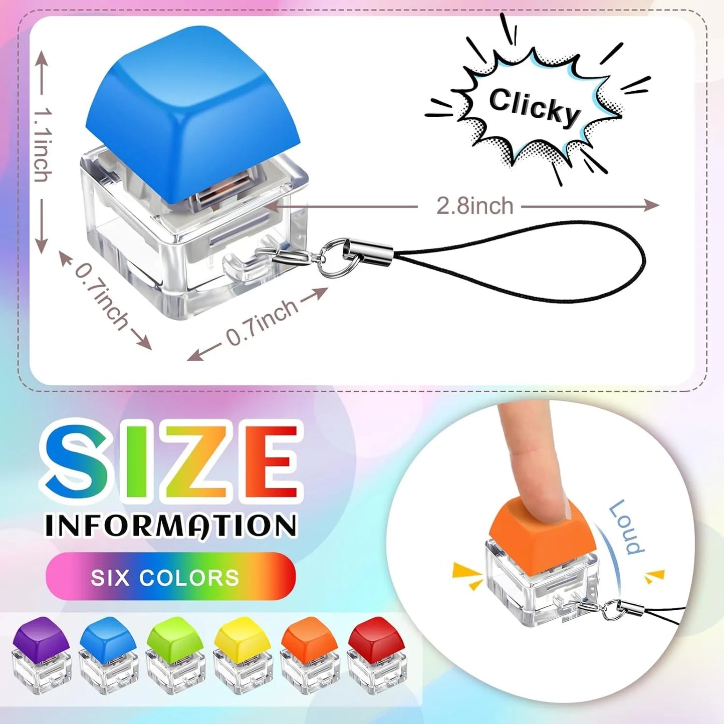 3/6PCS Keyboard Fidget Toy Keyboard Keychain Decompression Toys Button Stress Relief Gifts for Office School