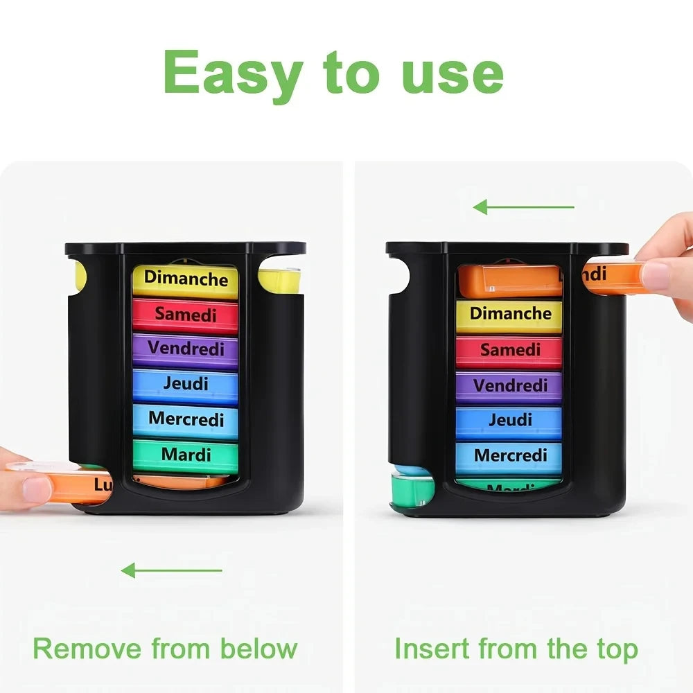 4-Compartment Weekly Pill Organizer - Morning, Noon, Evening, Night Pill Box for Easy Supplement Management