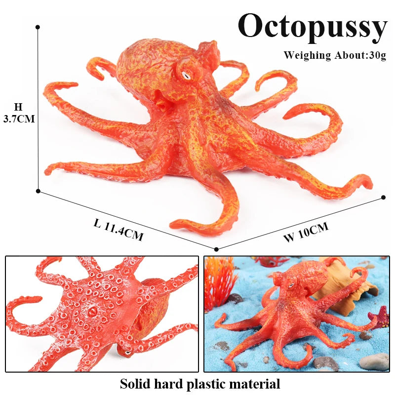 Oenux Ocean Animals Simulation Hermit Crab Nautiloidea Octopus Sea Life Model Figurines Action Figures Collection Kids Toy Gift