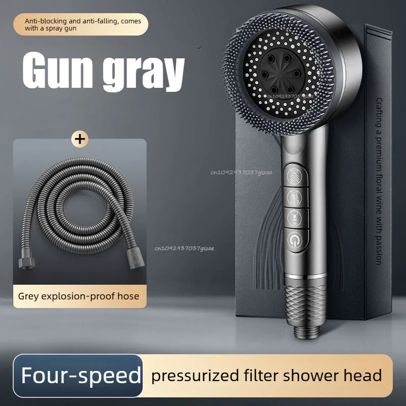 Filtered Supercharged Shower Head Four-speed Adjustment With Water Seal Multi-functional Home Shower Bathroom Accessories