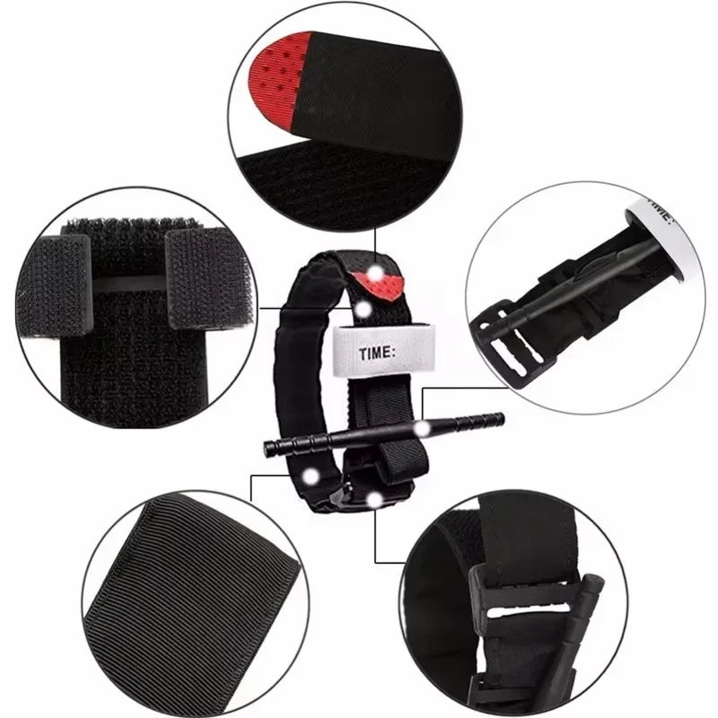2PCS Tactical Medical Tourniquet for Outdoor Exploration Combat Application Red Tip Medical Emergency Belt Aid