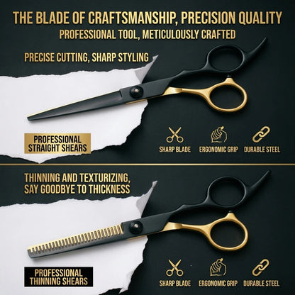 Hair Cutting Scissors Set Barber Shears Kit with Comb Razor Clip Bag Stainless Steel Thinning Scissors Home Salon Beginners 1001