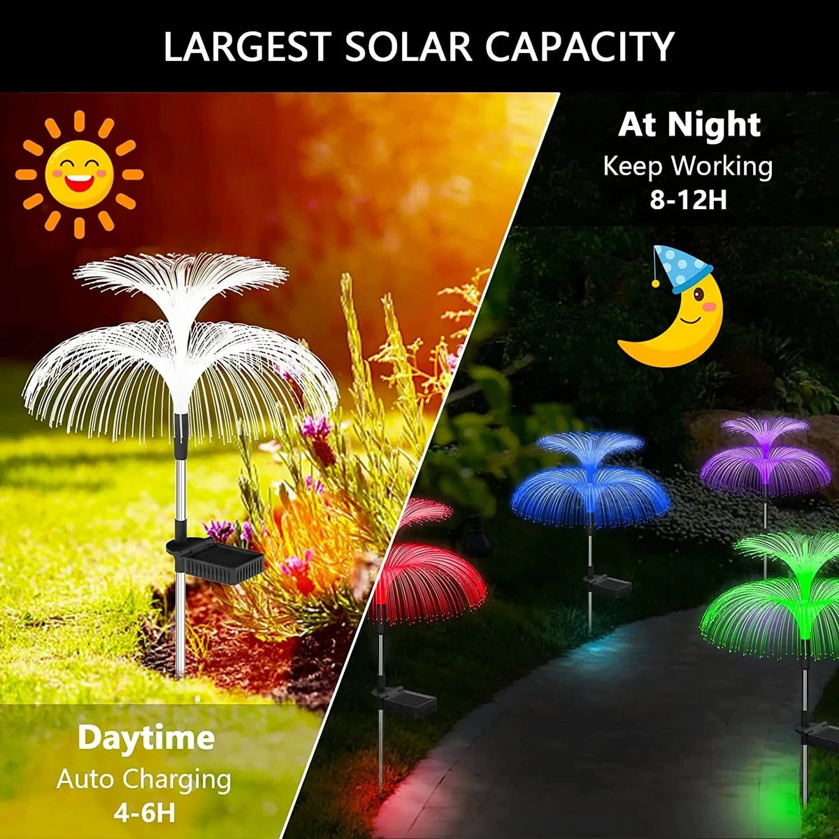 1-10pcs 7Color Changing Outdoor Lamp Solar Jellyfish Lights Waterproof Pathway Lawn Garden Decor Lighting