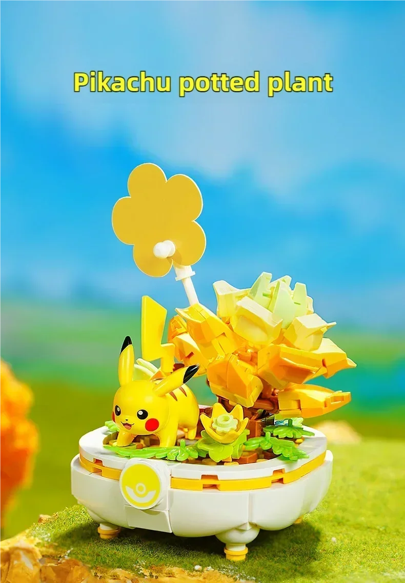 Pokémon Series Building Blocks Pikachu Psyduck Pogaman Cartoon Scene Model Bricks Collection Ornaments DIY Toys Holiday Gifts