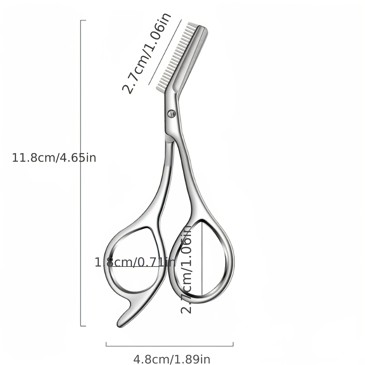 Professional Stainless Steel Eyebrow Scissors with Comb Teeth and Tweezers-Style Tip Heavy-Duty Sharp Blades Serrated Edge