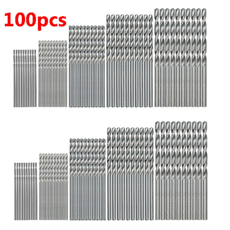 50/100Pcs 1/1.5/2/2.5/3mm Titanium Plated High-speed Steel Titanium Coated Drill Bits Set For Metal Wood Aluminum Drilling Tools