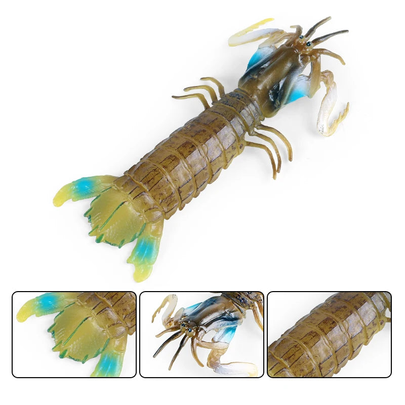 Oenux Ocean Animals Simulation Tiger Prawn Crayfish Shrimp Sea Life Model Figurines Action Figures Collection Toys For Kids Gift