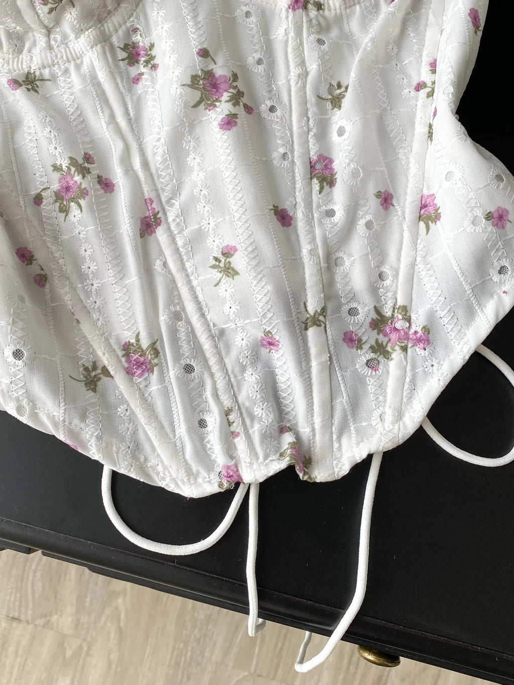 Embroidered Cutout Corset Crop Top