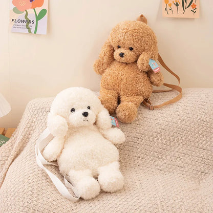Kawaii 35/45CM Creative White Brown Dog Soft Plush Backpack School Bag Sofa Girls Kids Birthday Christmas Presents Home Decor