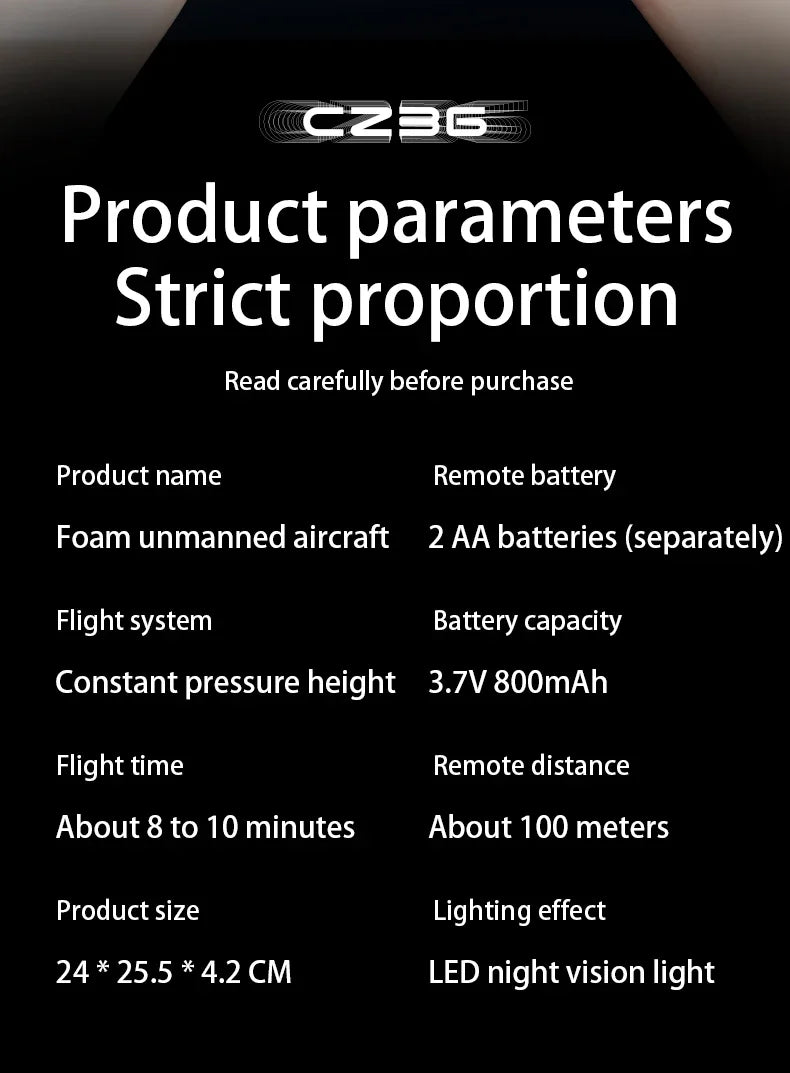 Remote Control Airplane Fall Resistant Plane Toys for Boys Kids CZ01 CZ63
