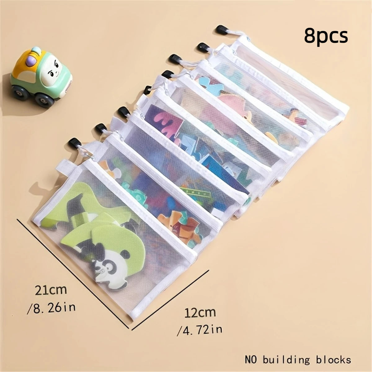 8pcs Zipper Mesh Bags, 3 Sizes, Zipper Mesh Bags, Waterproof Clear Travel Bags, Office Supplies Document Bags With Zipper