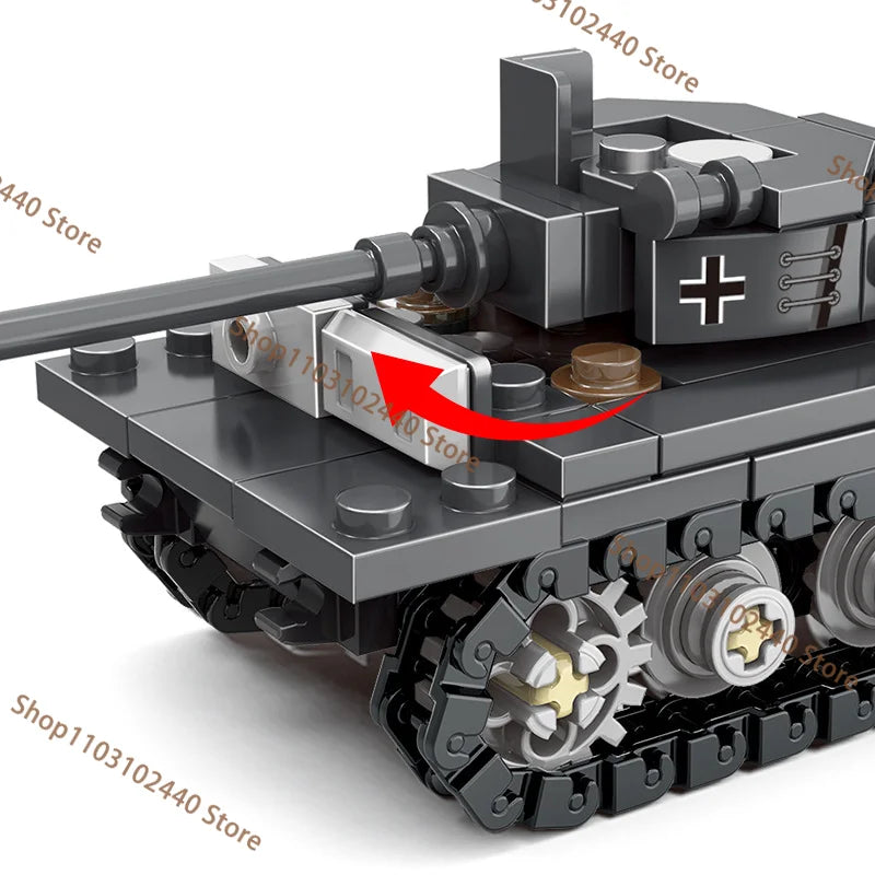 WW2 King Tiger Heavy Tank Building Blocks - DIY Military Model Kit , Educational Toy Gift for Kids