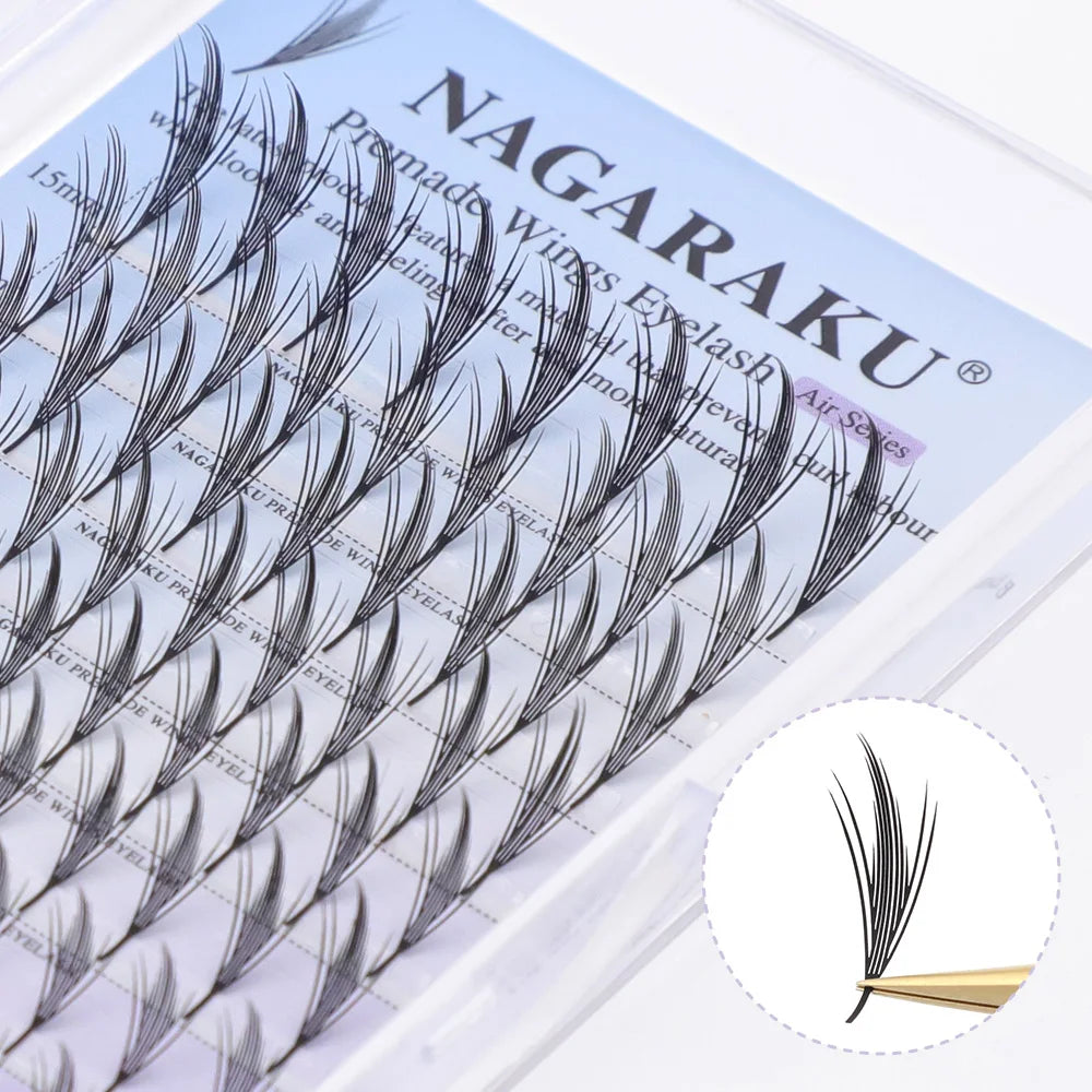 NAGARAKU Premade Spire Eyelash Manga Wing Eyelashes Anime Light Plume Fluttering Eyelash Extensions Comic Spike Wet Set Lashes