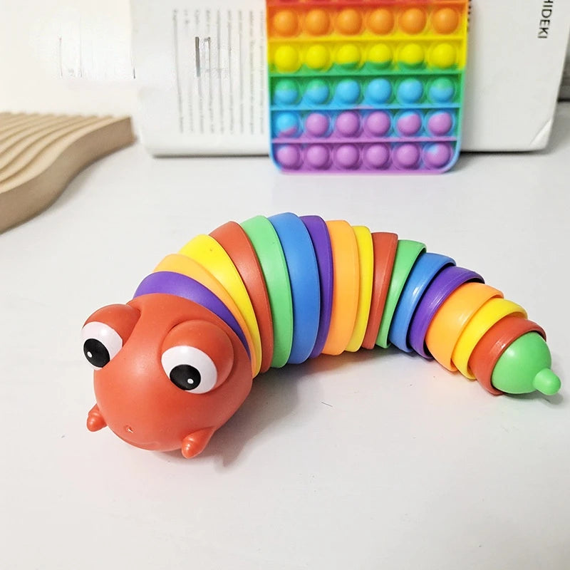 Novelty Flexible Fingertip Sensory Emulation Worm Toy Children Antistress Squirming Slug Gift Decompression Cute Rainbow Slug