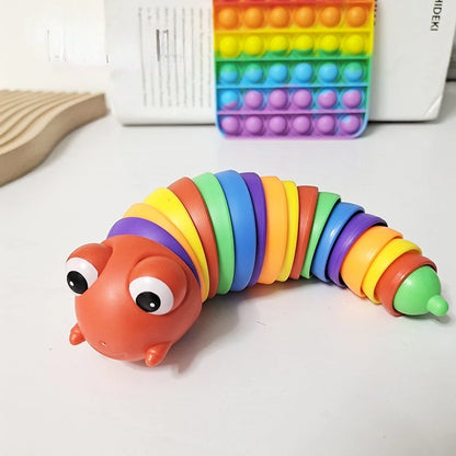 Novelty Flexible Fingertip Sensory Emulation Worm Toy Children Antistress Squirming Slug Gift Decompression Cute Rainbow Slug