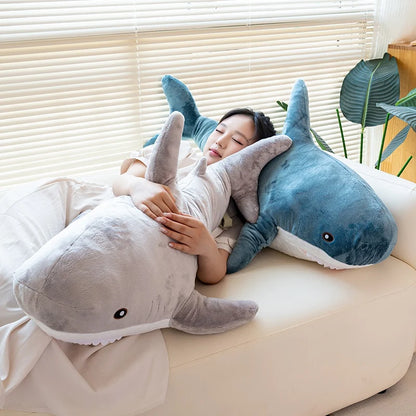 100cm Cartoon Hot Sell Soft Rainbow Shark Plush Doll Pillow Sea Creatures Colorful Shark Plush Toy Warm Hug For Boys Girls Gifts