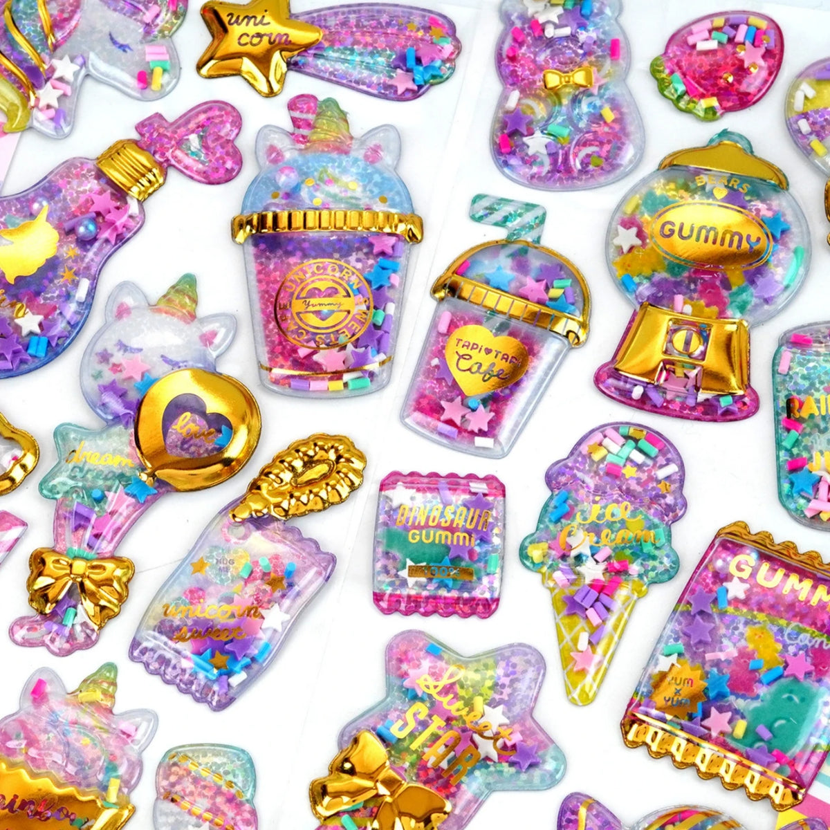 Kawaii Capsule Sparkling 3D Stickers Scrapbooking Diy Journal Stationery Sticker Cute Deco Art School Supplies