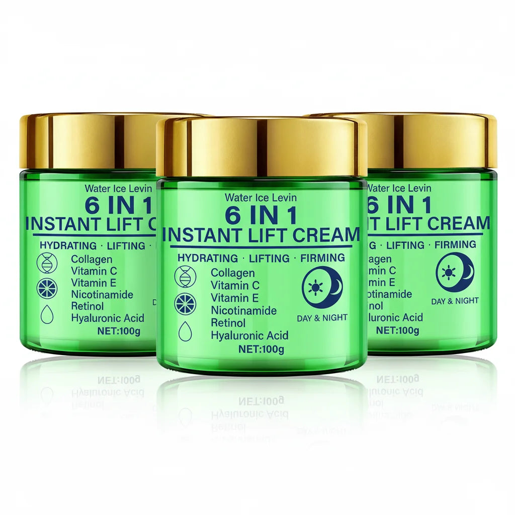 6 in 1 Instant Lift Cream Collagen Vitamin C Retinol Blend. Hydrates Lifts Firms Skin. Day Night Use. Visible Tightening. 100g.