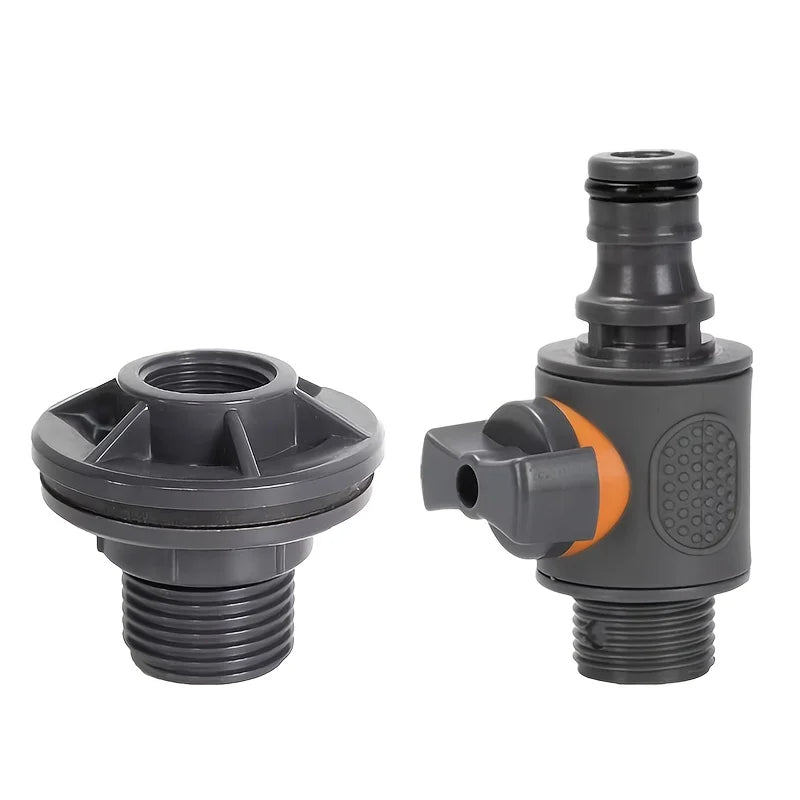 PVC/IBC Water Barrel Adapter, Durable Water Tank Adapter with Valve, Quick Installation Rainwater Collection Connector Kit