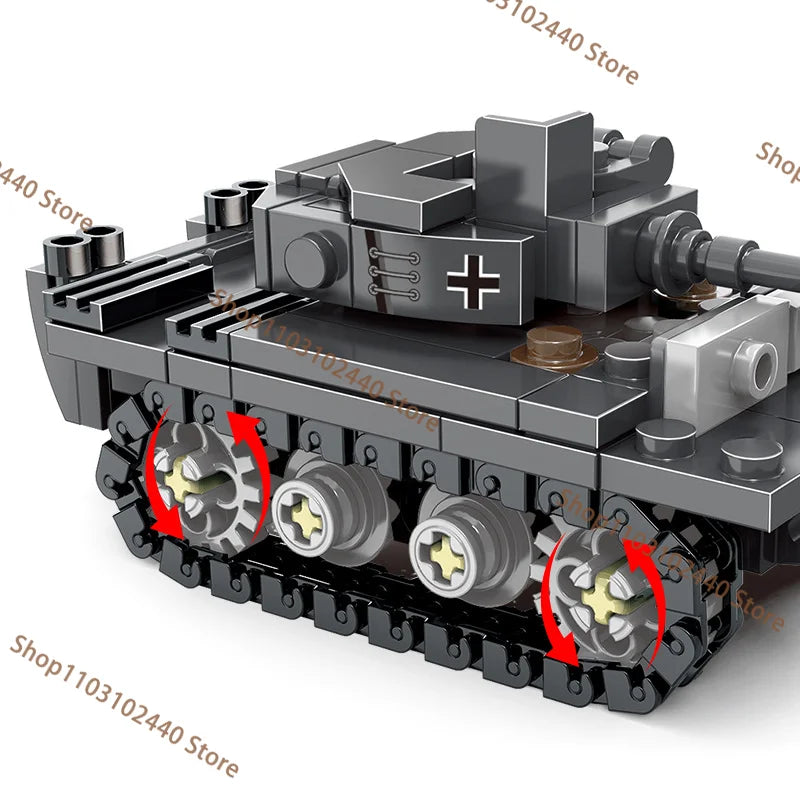 WW2 King Tiger Heavy Tank Building Blocks - DIY Military Model Kit , Educational Toy Gift for Kids