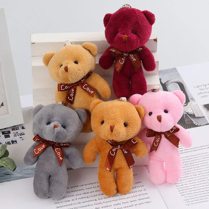 30pcs New 21Color Mini Bear Plush Doll Keychain 12cm Cute Colorful Bear Animal Stuffed Toys For Girl Bag Pendant Children Gifts