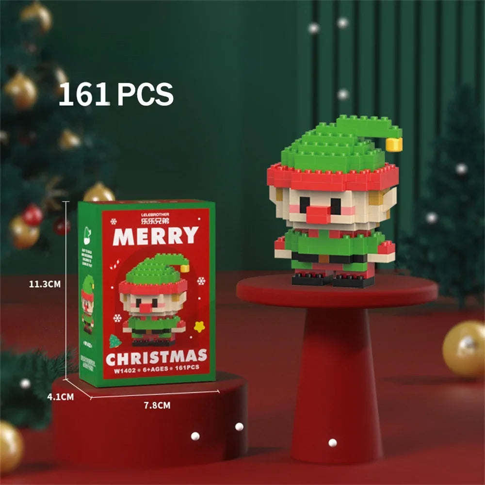 Knew Built Christmas Micro Mini Building Blocks Toys - Santa Claus, Christmas Tree, Reindeer, Snowman Elements - Perfect Gifts