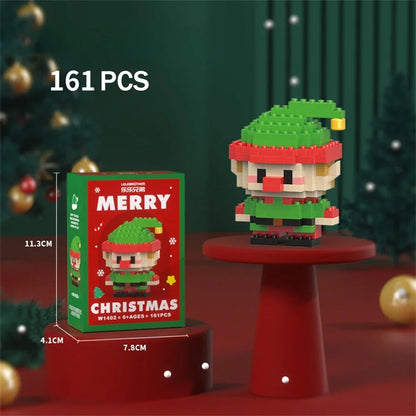 Knew Built Christmas Micro Mini Building Blocks Toys - Santa Claus, Christmas Tree, Reindeer, Snowman Elements - Perfect Gifts
