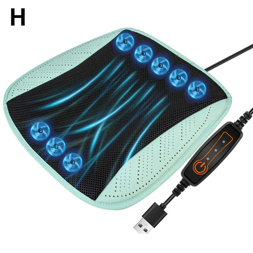 Summer Universal Car Cooling Cushion with 5/8 Fans, Three Wind Adjustment Cooled Chair Pad USB Seat Cushion Interior Accessories