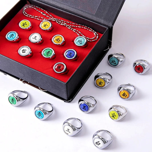 10PCS/Set Anime Akatsuki Itachi Metal R-ings Cartoon Cool Cosplay Accessory Props Boy Children Action Figure Toy Gift