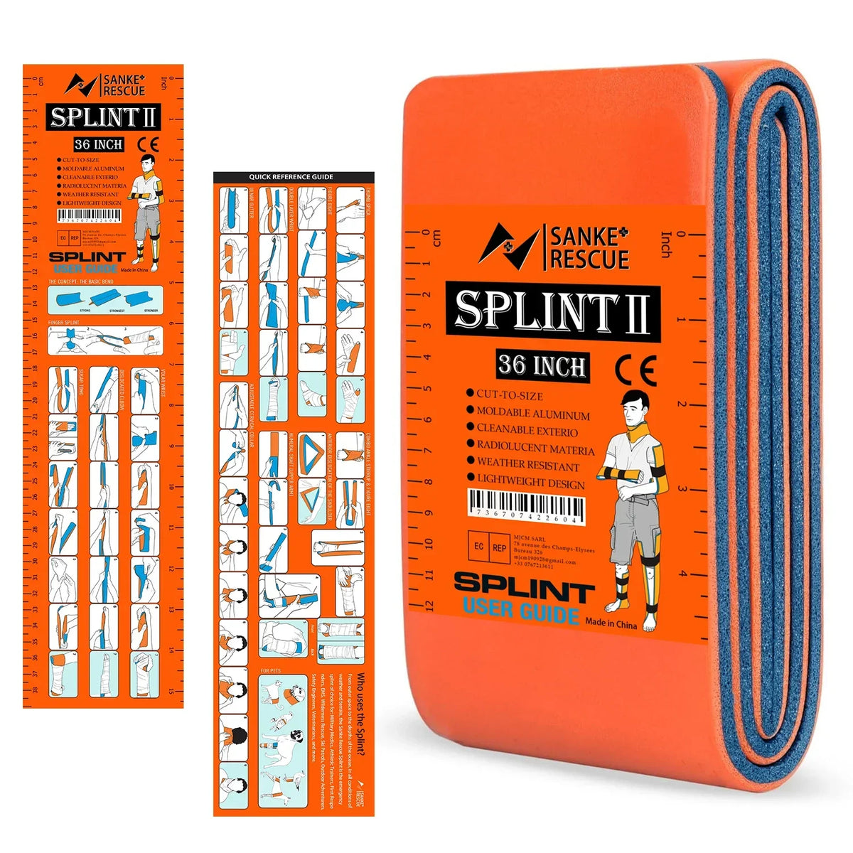 High-Quality First Aid Splint 36/18"X4.3" SANKE RESCUE Wrist Thumb Support Tendonitis IFAK Protective Guard Right/Left Hand