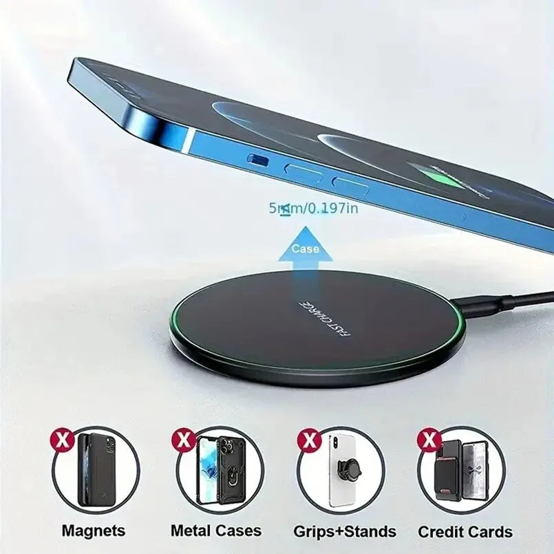 Wireless Charger For iPhone 17 15 14 13 12 X Pro Max Induction Fast Charging Pad Dock Station For Samsung S23 S22 Xiaomi Huawei