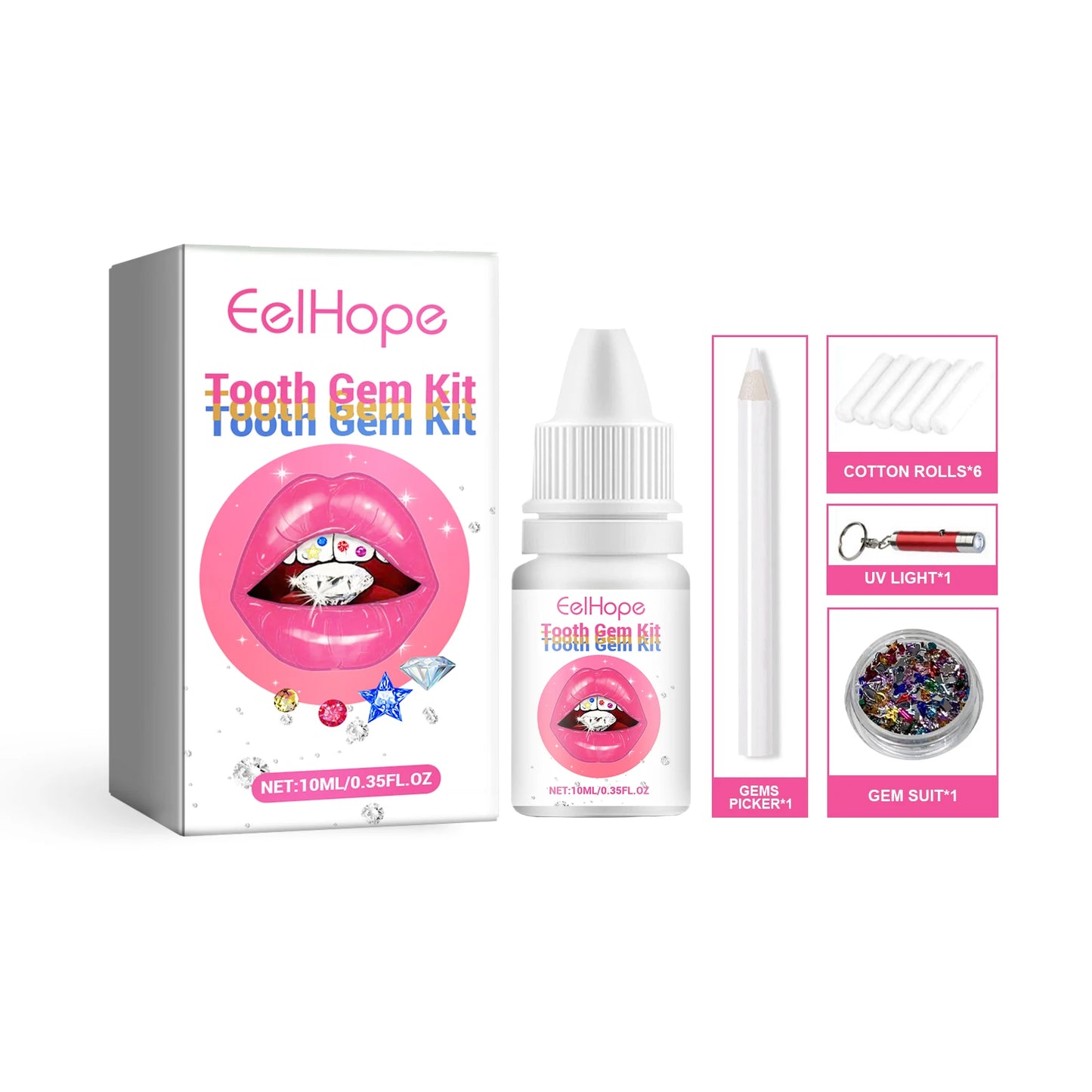 Tooth Gem Glue Dental Adhesive for Tooth Gems Diamond Kit Glue Teeth Crystal Jewelry Sturdy Tooth Jewelry Orthodontic Gel 7/10ml