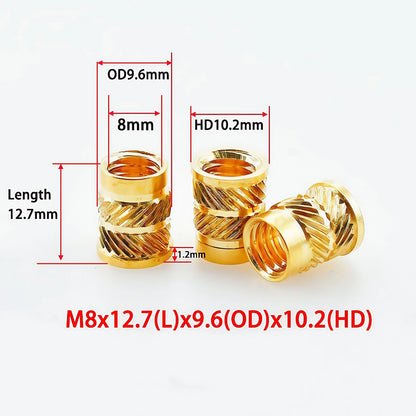 Brass Heat Insert Nut M2 M3 M4 M5 M6 M8 Hot Melt Flange Thread Knurled T-type Copper 3D Printing Injection Embedment Molding Nut