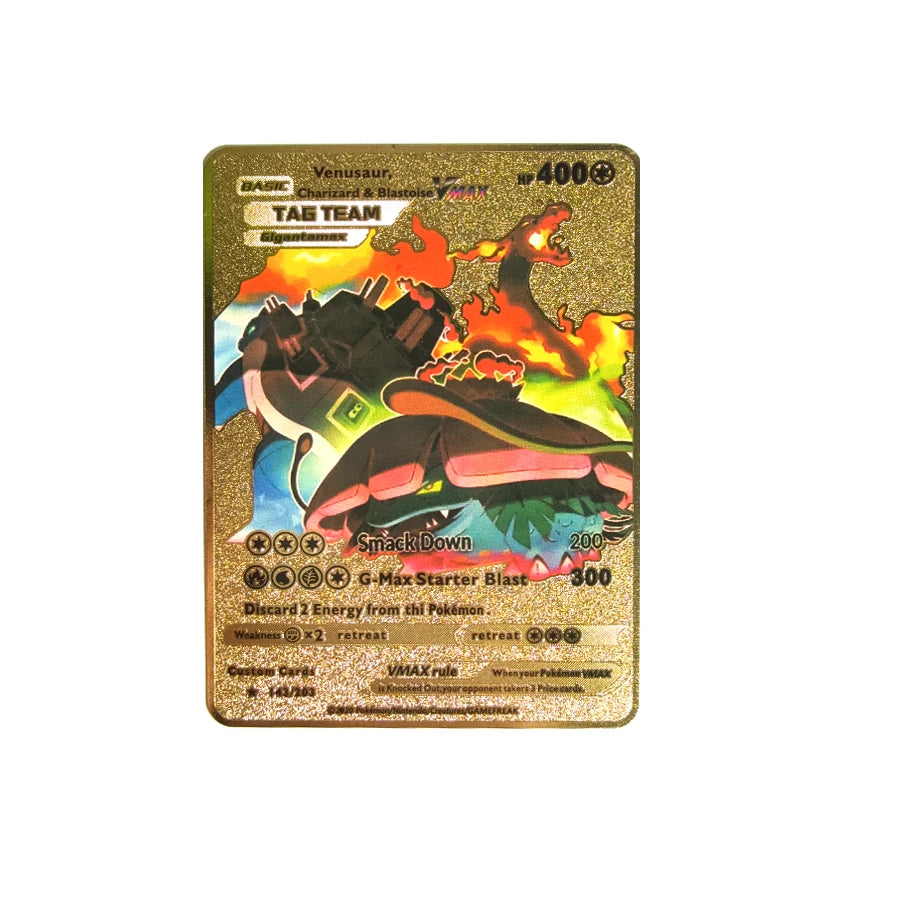 Cartão de metal pokémon 10000 pontos arceus charizard raichu super cartão dourado inglês mewtwo vmax gx ex presente de natal
