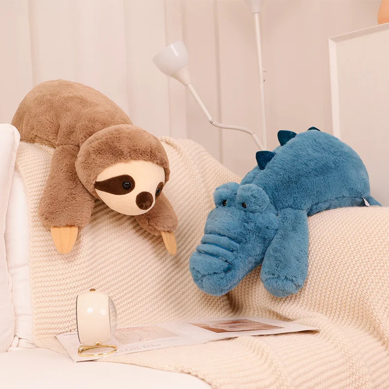 45-70cm Super Soft Lazy Fluffy Plush Stuffed Animals Plushie Raccoon Fox Crocodile Sloth Hug Throw Pillow Birthday Gift Boy Girl