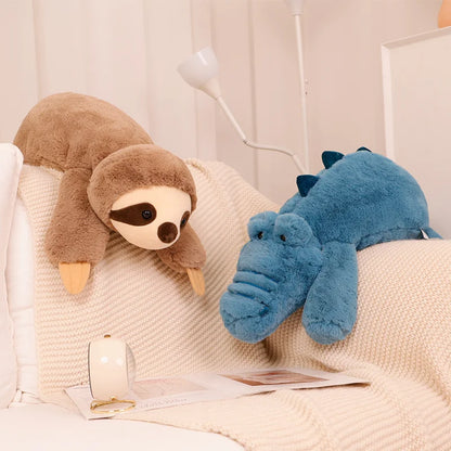 45-70cm Super Soft Lazy Fluffy Plush Stuffed Animals Plushie Raccoon Fox Crocodile Sloth Hug Throw Pillow Birthday Gift Boy Girl
