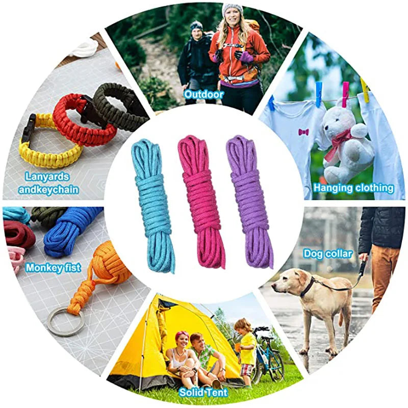 4 Size Dia.4mm 7 Stand Cores Paracord 550 For Survival Parachute Cord Lanyard  Climbing Camping Rope Hiking Clothesline Bracelet