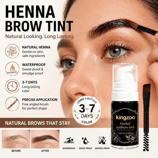 Professional Henna Brow Tint Kit Black Brown Waterproof & Long Lasting Eyebrow Dye for Home Use Natural Looking Brow Enhancer